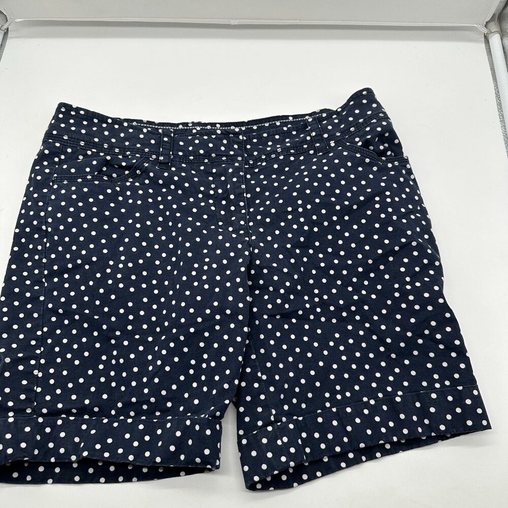 EUC Tommy Hilfiger Womens Shorts Navy Blue White Polka Dots 2